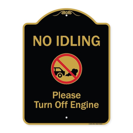 Signmission Designer Series-No Idling Please Turn Off Engine With Graphic, 24" x 18", BG-1824-9829 A-DES-BG-1824-9829